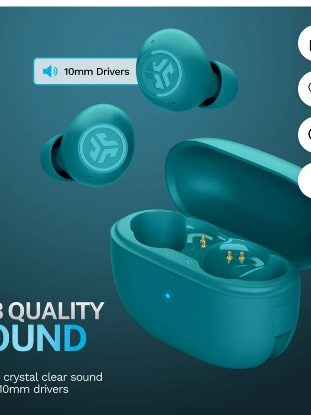 JLab Go Pop ANC True Wireless Earbuds - Clear Teal